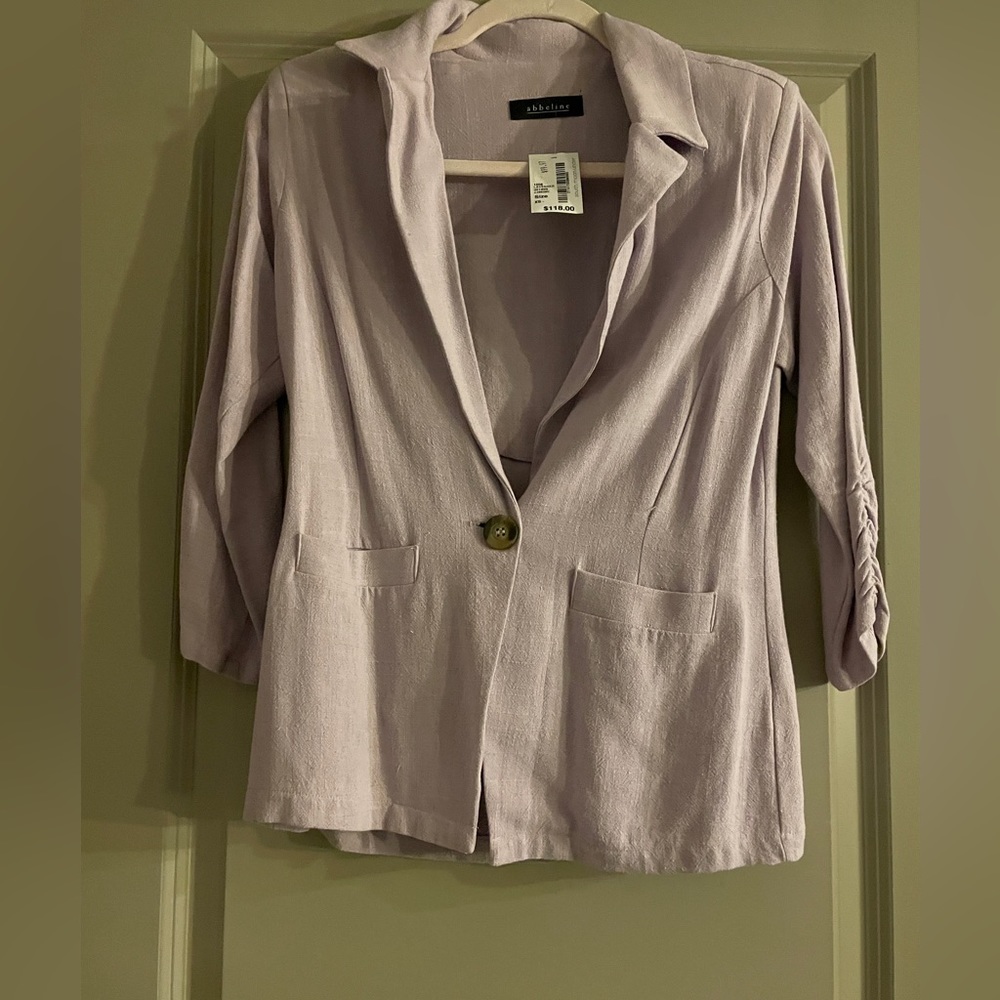 Abbeline Light purple linen one button blazer NWT
